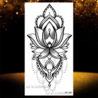 Temporary Lotus Flower Sticker Tattoo Fake Black Elegant Flower Design Women Body Art Fake Arm Tattoo Stickers For Womens