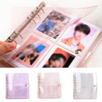 100/200 Pockets Photo Album 3/5 inches Mini Picture Case Name Card Storage Collect Book Photocard Shiny Clear 6-Ring Binder Cover Refillable Notebook Photo Album Stevvex