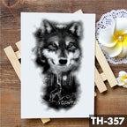 Realistic 3D Wolf Moon Temporary Tattoo Sticker Waterproof Stylish Body New Luxury Animal Tattoo For Men Women Stevvex