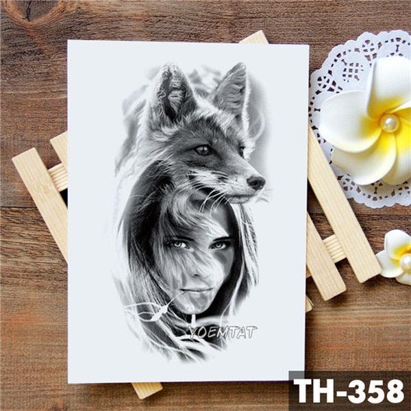 Realistic 3D Wolf Moon Temporary Tattoo Sticker Waterproof Stylish Body New Luxury Animal Tattoo For Men Women Stevvex