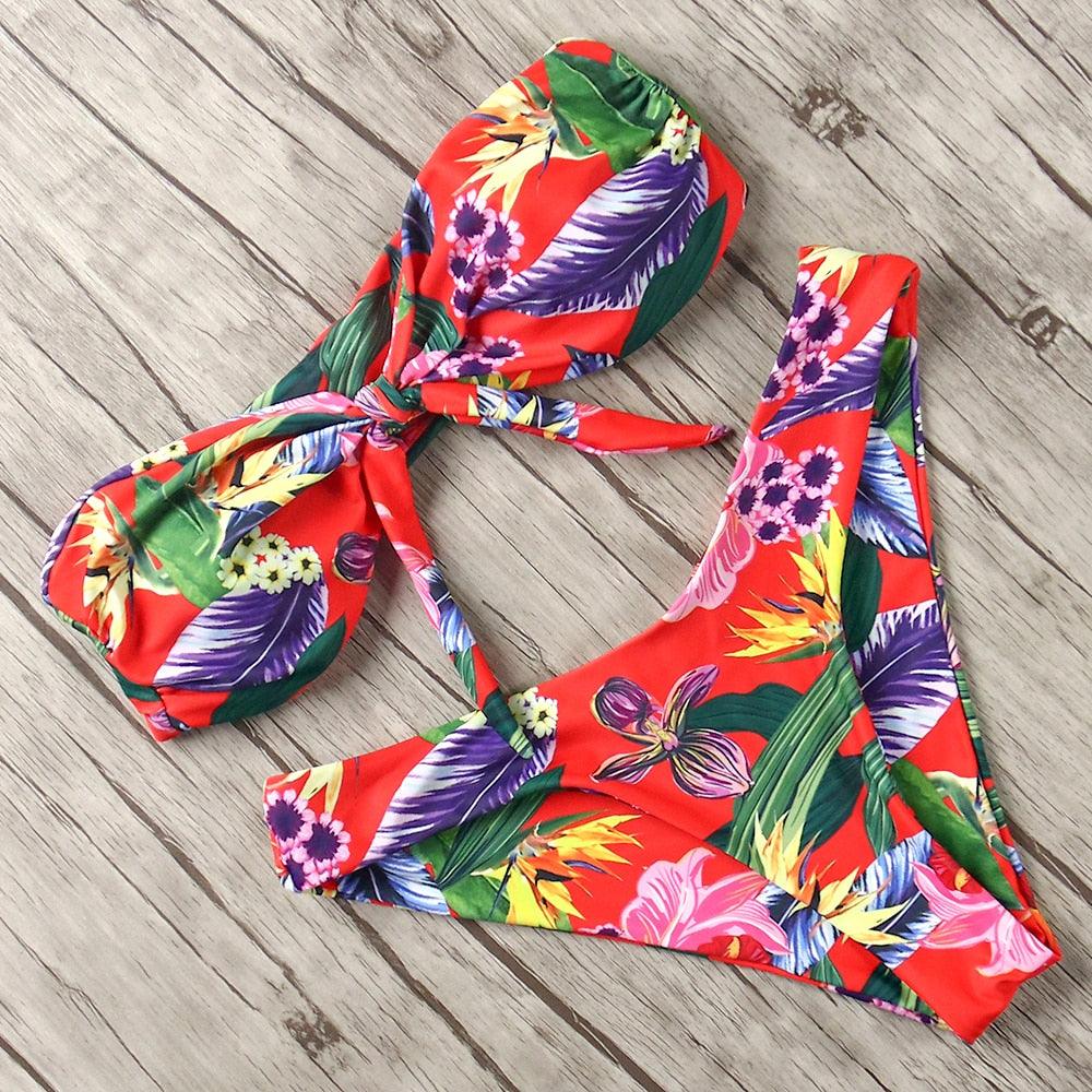 Solid Bikini Set Swimsuit Women Bikini Swimwear Female Halter Top Bathing Suit Swimming Wear Bikini High Cut Swimsuit High Waist Plus Size Summer Swimwear Stevvex