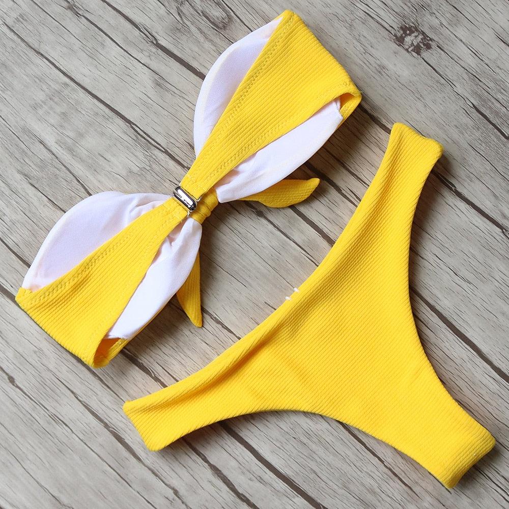 Solid Bikini Set Swimsuit Women Bikini Swimwear Female Halter Top Bathing Suit Swimming Wear Bikini High Cut Swimsuit High Waist Plus Size Summer Swimwear Stevvex