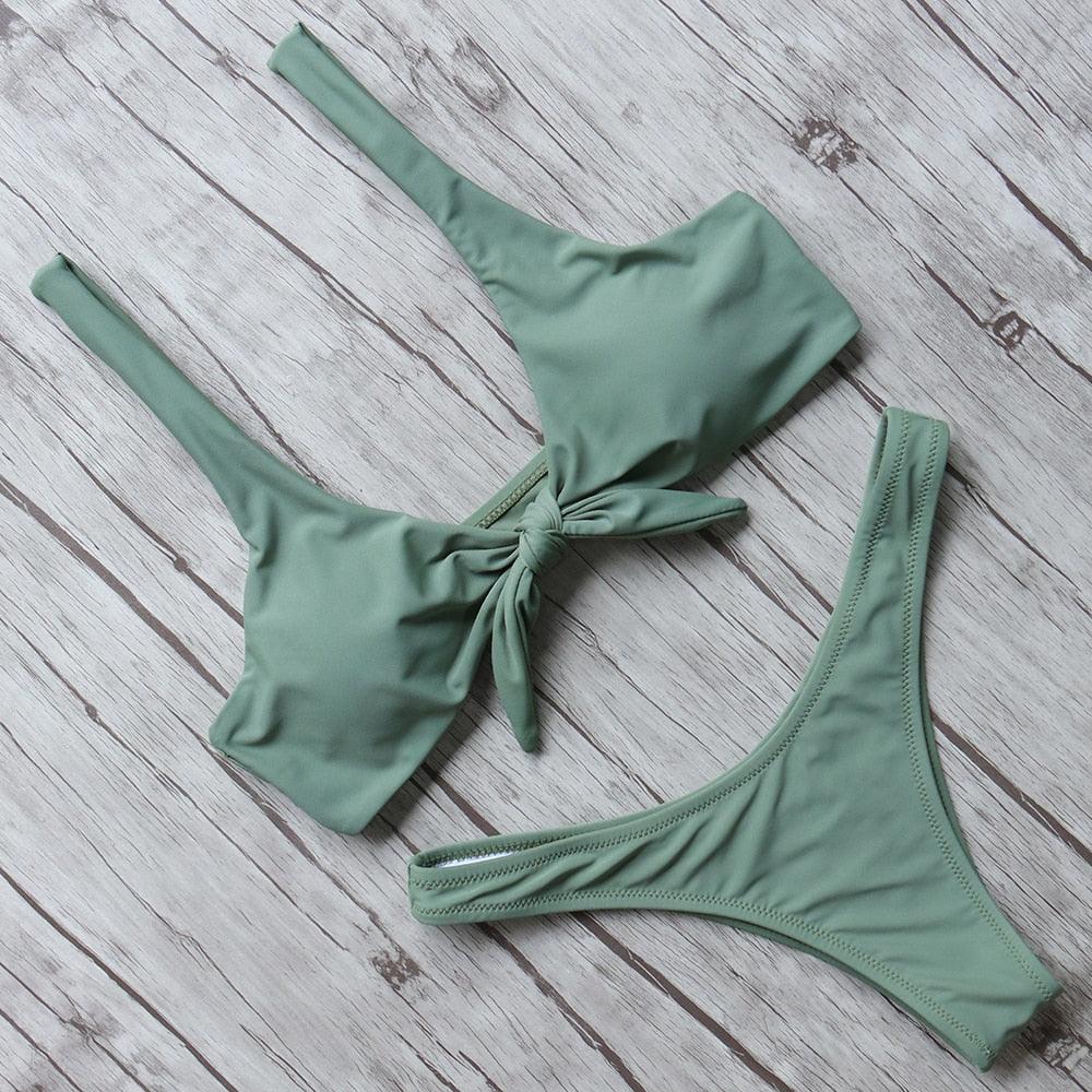 Solid Bikini Set Swimsuit Women Bikini Swimwear Female Halter Top Bathing Suit Swimming Wear Bikini High Cut Swimsuit High Waist Plus Size Summer Swimwear Stevvex