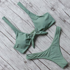 Solid Bikini Set Swimsuit Women Bikini Swimwear Female Halter Top Bathing Suit Swimming Wear Bikini High Cut Swimsuit High Waist Plus Size Summer Swimwear Stevvex