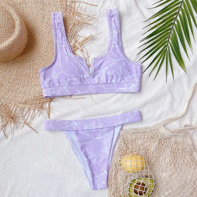 Modern Blue High Waist Bikini Push Up Swimwear Women Dragon Printed Bikini Set Retro Swimsuit Women's High Waist Bikini Swimsuits Twist Push Up Two Piece Bathing Suits Tummy Control Swimwear Stevvex