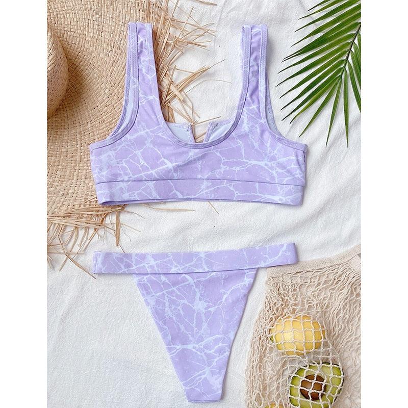 Modern Blue High Waist Bikini Push Up Swimwear Women Dragon Printed Bikini Set Retro Swimsuit Women's High Waist Bikini Swimsuits Twist Push Up Two Piece Bathing Suits Tummy Control Swimwear Stevvex