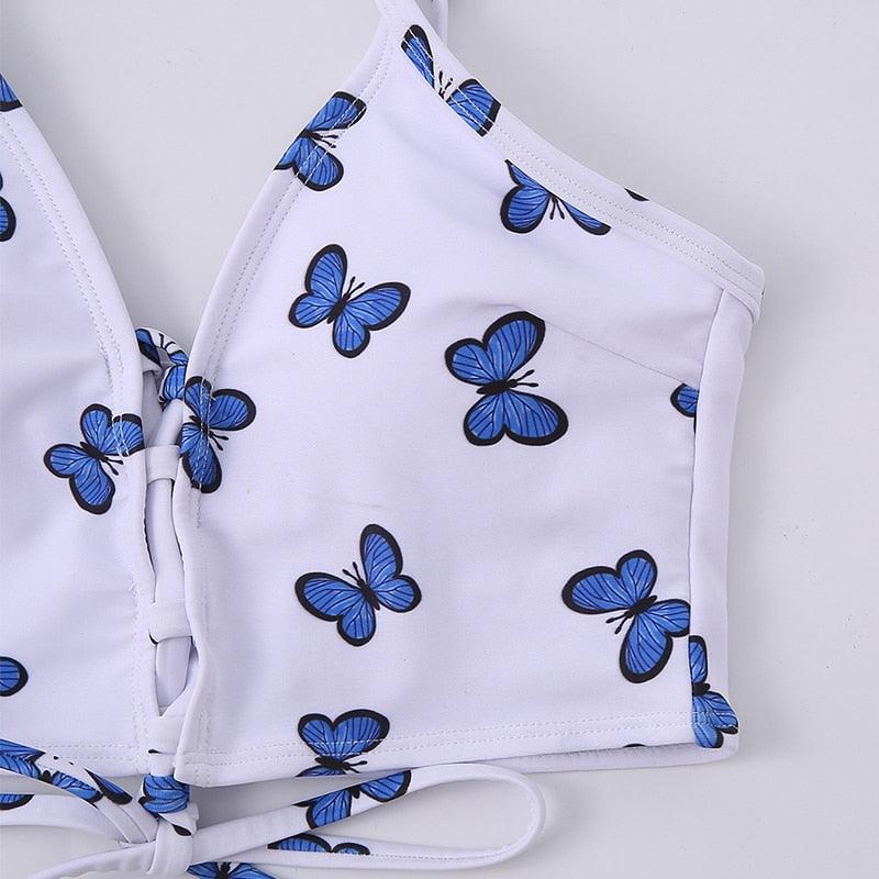 Modern Blue High Waist Bikini Push Up Swimwear Women Dragon Printed Bikini Set Retro Swimsuit Women's High Waist Bikini Swimsuits Twist Push Up Two Piece Bathing Suits Tummy Control Swimwear Stevvex