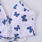 Modern Blue High Waist Bikini Push Up Swimwear Women Dragon Printed Bikini Set Retro Swimsuit Women's High Waist Bikini Swimsuits Twist Push Up Two Piece Bathing Suits Tummy Control Swimwear Stevvex