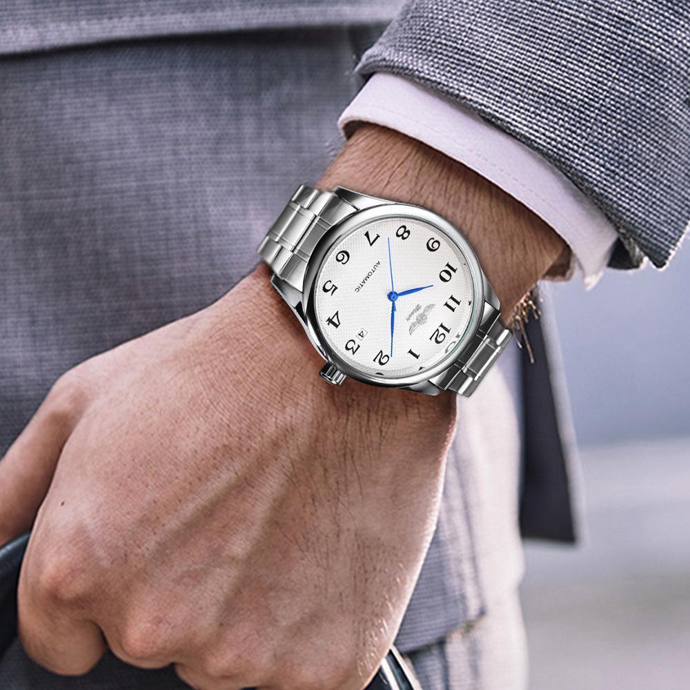 Classic Luxury Men Watch Automatic Wrist Watches Brown Leather Strap Fashionable Design Watches For Men Stevvex