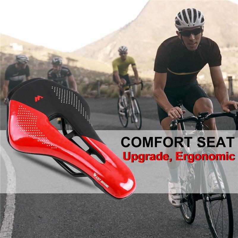 Bike Saddle Mountain Road Bike Seat PU Leather Gel Filled Cycling Cushion Comfortable Shockproof Bicycle Saddle Seat Cushion For Men Comfort Bike Saddle Anti-Slip Bicycle Saddle Waterproof Bicycle Seat For Mountain Bike Seat Stevvex