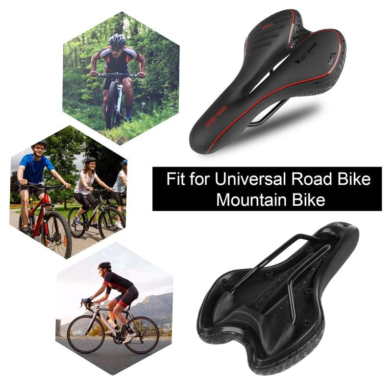 Bike Saddle Mountain Road Bike Seat PU Leather Gel Filled Cycling Cushion Comfortable Shockproof Bicycle Saddle Seat Cushion For Men Comfort Bike Saddle Anti-Slip Bicycle Saddle Waterproof Bicycle Seat For Mountain Bike Seat Stevvex