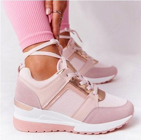 Women Sneakers Leopard Print Lace-Up Women's Vulcanize Shoes Sports Sneakers Breathable Height Increasing Walking Jogging Sneakers Gold Silver Sport Running Women's Sneakers Stevvex