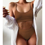 Female High Waist Swimsuit Bikini Sports Swimsuits For Women Two Piece Crop Top Bikini Set High Waist High Cut Bathing Suits Women Swimwear Two-piece Bikini Set Bathing Suit Swimwear Stevvex
