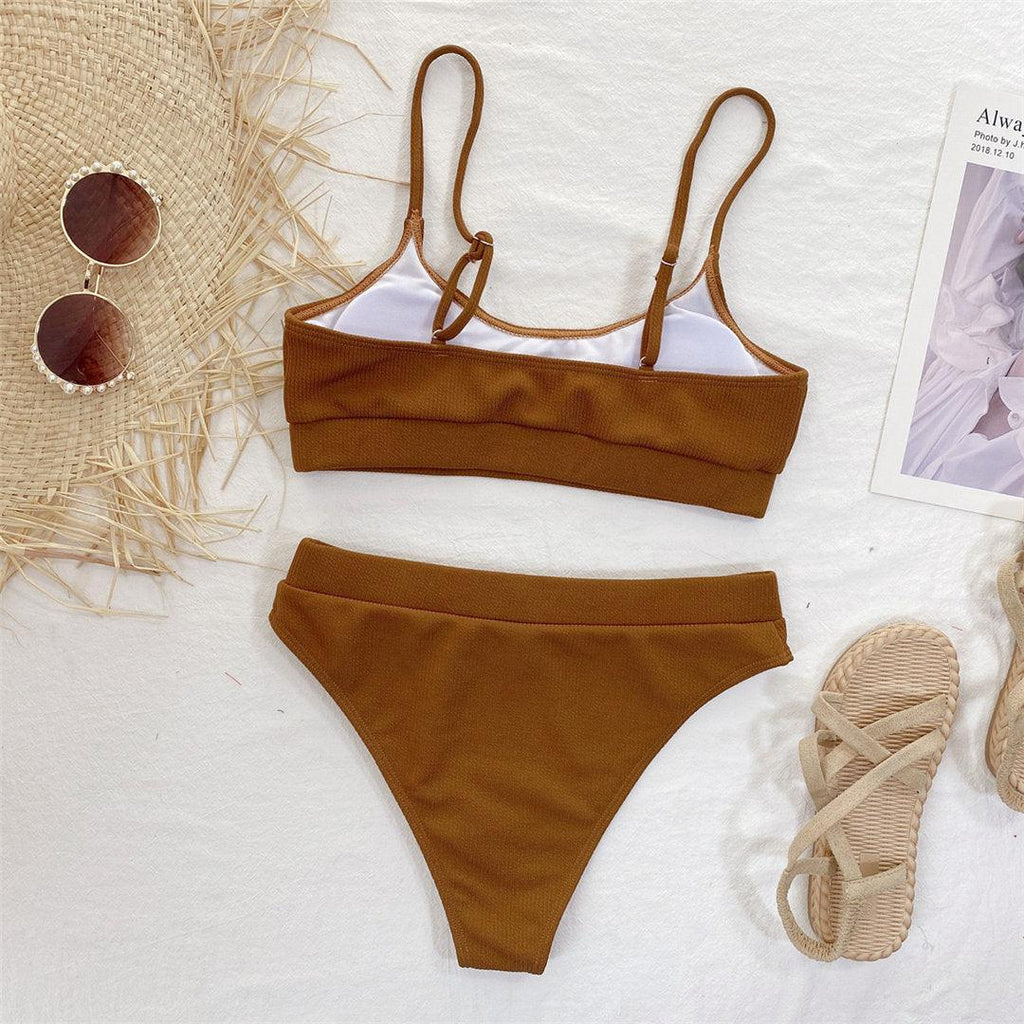 Female High Waist Swimsuit Bikini Sports Swimsuits For Women Two Piece Crop Top Bikini Set High Waist High Cut Bathing Suits Women Swimwear Two-piece Bikini Set Bathing Suit Swimwear Stevvex