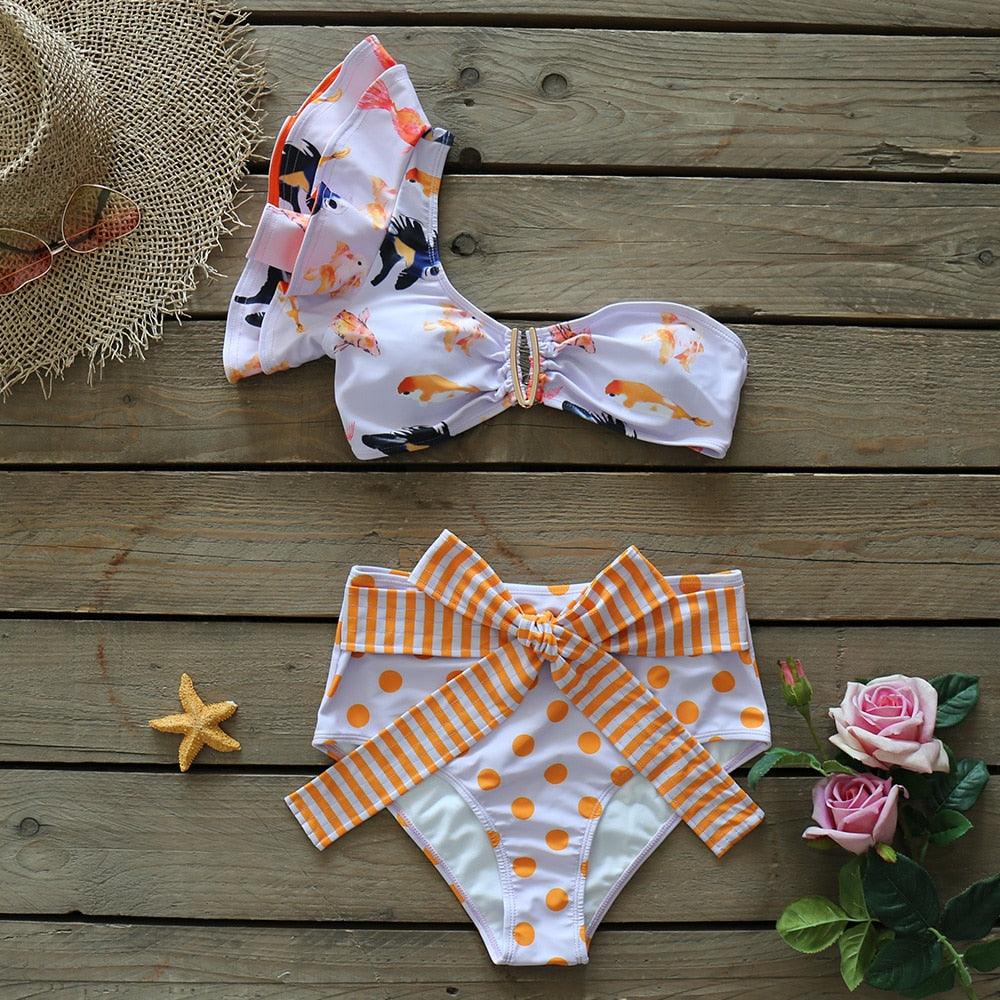 Two-Pieces Women  Push-Up Padded Bra Ruffles Bandage Bikini Set Swimsuit  Women's Bathing Suits Ruffles Flounce Bikini Sets Low Rise Two Piece Swimsuit Swimwear Bathing Suit Beachwear Stevvex