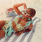 Two-Pieces Women  Push-Up Padded Bra Ruffles Bandage Bikini Set Swimsuit  Women's Bathing Suits Ruffles Flounce Bikini Sets Low Rise Two Piece Swimsuit Swimwear Bathing Suit Beachwear Stevvex
