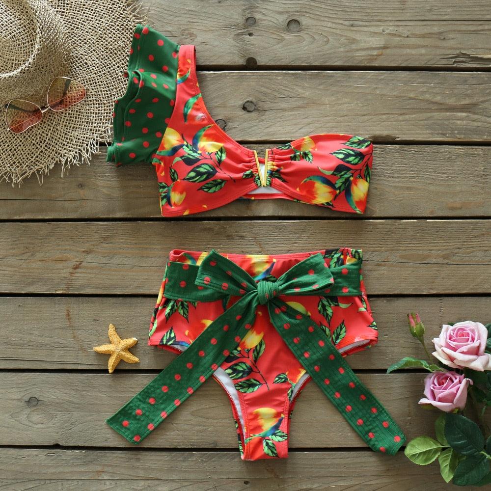Two-Pieces Women  Push-Up Padded Bra Ruffles Bandage Bikini Set Swimsuit  Women's Bathing Suits Ruffles Flounce Bikini Sets Low Rise Two Piece Swimsuit Swimwear Bathing Suit Beachwear Stevvex