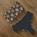Bikini Swimwear Swimsuit Women Floral Print High Waist Bikini Set Back Cross Bathing Suit Female Beach Wear Women's Bikini Swimsuits Strapless Two Pieces Bathing Suits Stevvex
