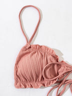 3PCS Ladies Split Swimwear Sets Women Swimsuit Women's Bikini Swimsuits Bikini Set With Wrap Skirt Underwire Swimwear Bathing Suit Chiffon Cover Up Bikini Ruffles Lace-up  Mesh Cover Ups Bikinis Set Stevvex