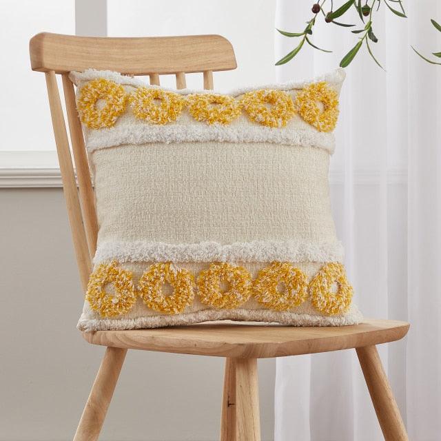 Cushion Cover Cotton Linen Pillowcase Tufted Beige Decorative Fashionable Cotton Hand-Woven Throw Pillow Covers Tufted  Pillow Covers  Bedroom Throw Pillow Cushion For Bed Home Stevvex