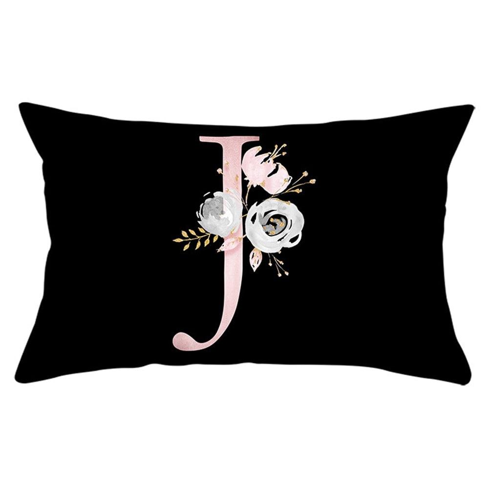 New Light Letter Flower Pillow Covers Alphabet Decorative Pillow Cases ABC Letter Flowers Cushion Covers Black Plush Pillow Case Super Soft Living Room Decorative Cushion Cover Elegant Soft Design 30x50cm Stevvex