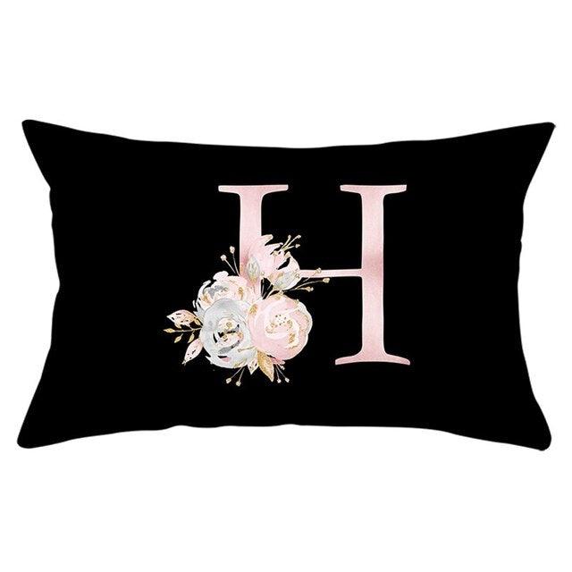 New Light Letter Flower Pillow Covers Alphabet Decorative Pillow Cases ABC Letter Flowers Cushion Covers Black Plush Pillow Case Super Soft Living Room Decorative Cushion Cover Elegant Soft Design 30x50cm Stevvex