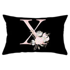 New Light Letter Flower Pillow Covers Alphabet Decorative Pillow Cases ABC Letter Flowers Cushion Covers Black Plush Pillow Case Super Soft Living Room Decorative Cushion Cover Elegant Soft Design 30x50cm Stevvex