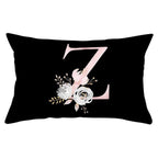 New Light Letter Flower Pillow Covers Alphabet Decorative Pillow Cases ABC Letter Flowers Cushion Covers Black Plush Pillow Case Super Soft Living Room Decorative Cushion Cover Elegant Soft Design 30x50cm Stevvex