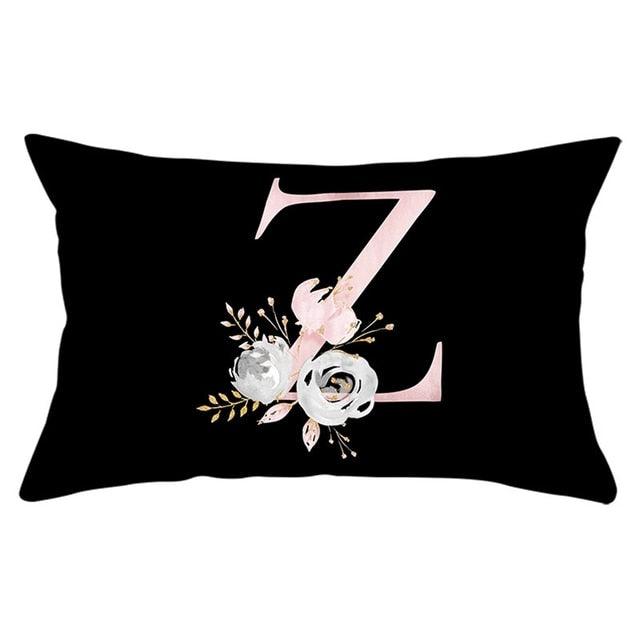 New Light Letter Flower Pillow Covers Alphabet Decorative Pillow Cases ABC Letter Flowers Cushion Covers Black Plush Pillow Case Super Soft Living Room Decorative Cushion Cover Elegant Soft Design 30x50cm Stevvex