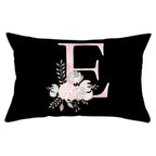 New Light Letter Flower Pillow Covers Alphabet Decorative Pillow Cases ABC Letter Flowers Cushion Covers Black Plush Pillow Case Super Soft Living Room Decorative Cushion Cover Elegant Soft Design 30x50cm Stevvex