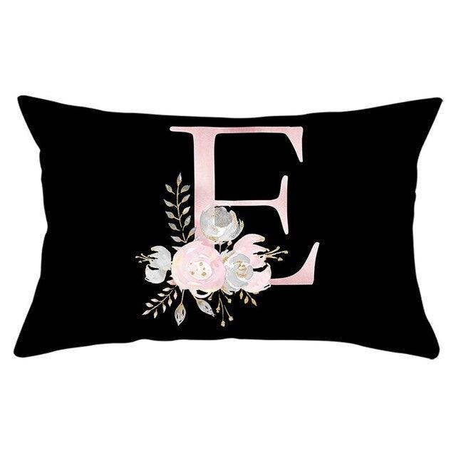 New Light Letter Flower Pillow Covers Alphabet Decorative Pillow Cases ABC Letter Flowers Cushion Covers Black Plush Pillow Case Super Soft Living Room Decorative Cushion Cover Elegant Soft Design 30x50cm Stevvex