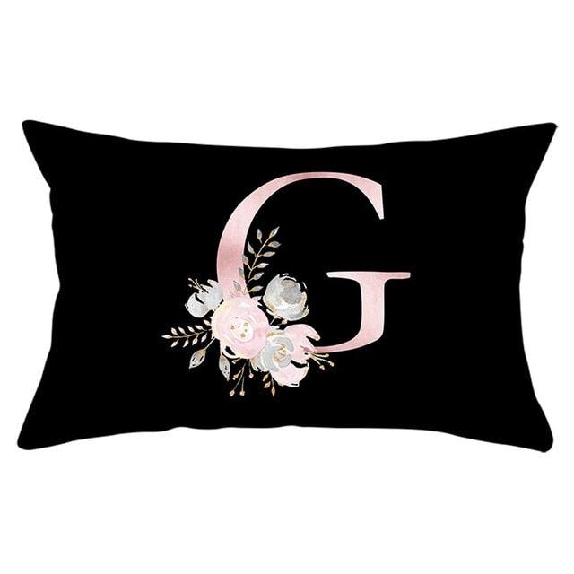New Light Letter Flower Pillow Covers Alphabet Decorative Pillow Cases ABC Letter Flowers Cushion Covers Black Plush Pillow Case Super Soft Living Room Decorative Cushion Cover Elegant Soft Design 30x50cm Stevvex