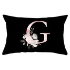 New Light Letter Flower Pillow Covers Alphabet Decorative Pillow Cases ABC Letter Flowers Cushion Covers Black Plush Pillow Case Super Soft Living Room Decorative Cushion Cover Elegant Soft Design 30x50cm Stevvex