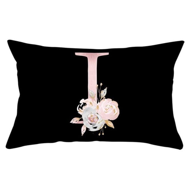 New Light Letter Flower Pillow Covers Alphabet Decorative Pillow Cases ABC Letter Flowers Cushion Covers Black Plush Pillow Case Super Soft Living Room Decorative Cushion Cover Elegant Soft Design 30x50cm Stevvex