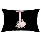 New Light Letter Flower Pillow Covers Alphabet Decorative Pillow Cases ABC Letter Flowers Cushion Covers Black Plush Pillow Case Super Soft Living Room Decorative Cushion Cover Elegant Soft Design 30x50cm Stevvex