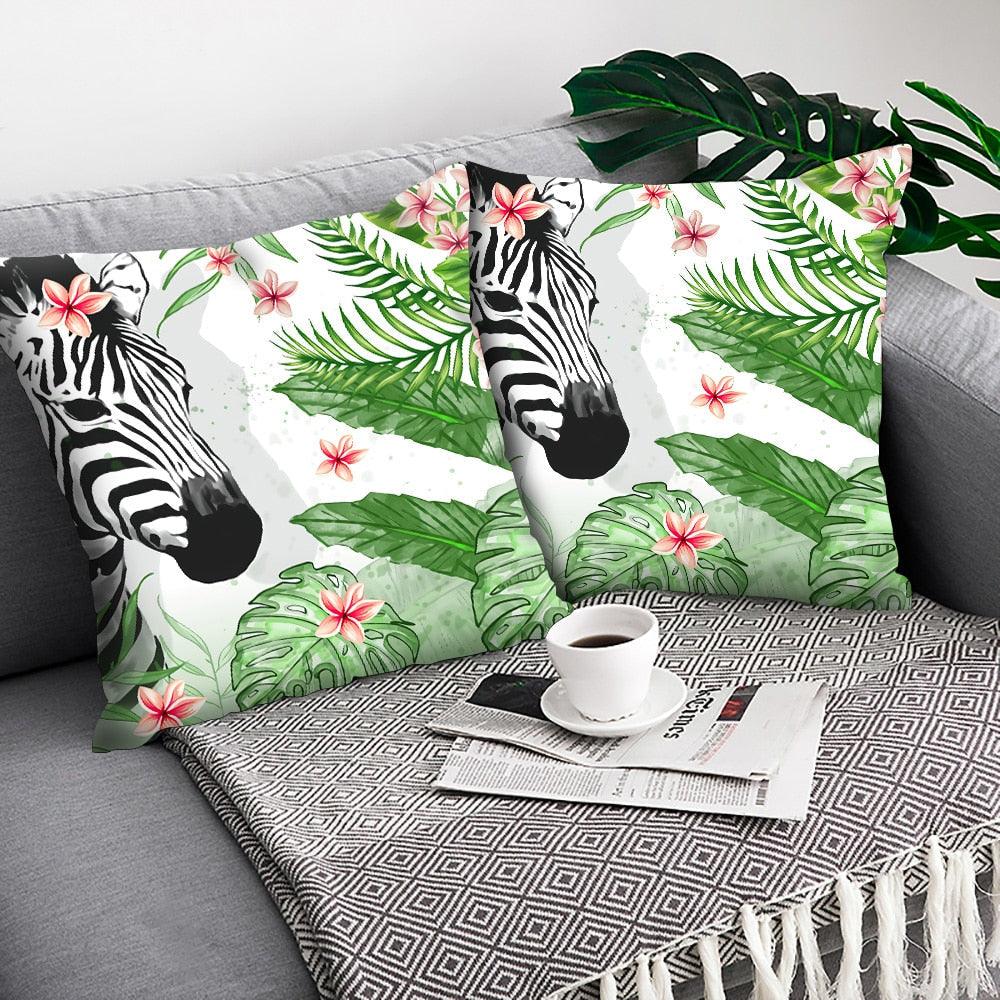 Tropical Plants Palm Leaf Pillow Cover Green Leaves Cushion Covers Flower Decorative Pillow Sofa Decorative Throw Pillow Covers Tropical Green Leaves Floor Pillow Cover for Couch Cushion Cover Plant Monstera Leaf 45x45cm Stevvex