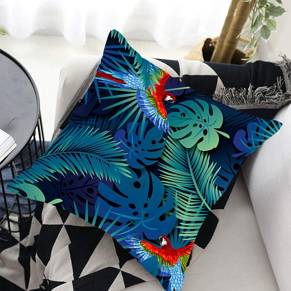 Tropical Plants Palm Leaf Pillow Cover Green Leaves Cushion Covers Flower Decorative Pillow Sofa Decorative Throw Pillow Covers Tropical Green Leaves Floor Pillow Cover for Couch Cushion Cover Plant Monstera Leaf 45x45cm Stevvex