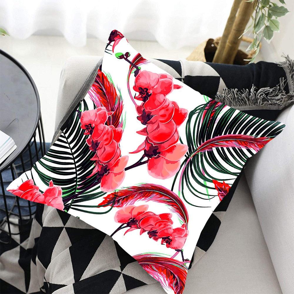 Tropical Plants Palm Leaf Pillow Cover Green Leaves Cushion Covers Flower Decorative Pillow Sofa Decorative Throw Pillow Covers Tropical Green Leaves Floor Pillow Cover for Couch Cushion Cover Plant Monstera Leaf 45x45cm Stevvex