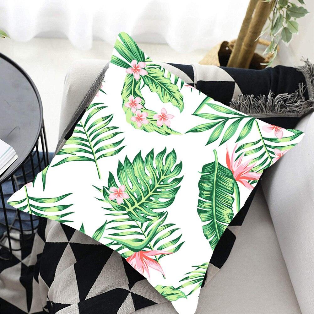 Tropical Plants Palm Leaf Pillow Cover Green Leaves Cushion Covers Flower Decorative Pillow Sofa Decorative Throw Pillow Covers Tropical Green Leaves Floor Pillow Cover for Couch Cushion Cover Plant Monstera Leaf 45x45cm Stevvex