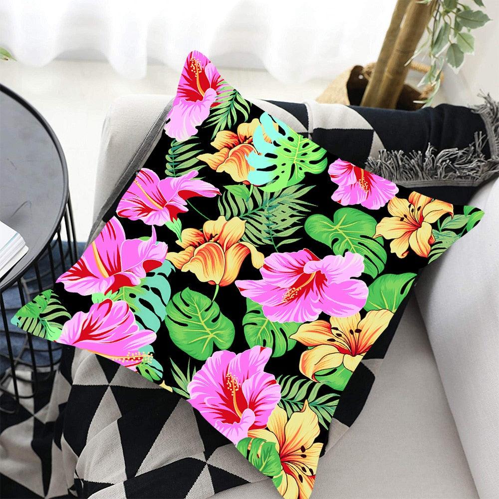 Tropical Plants Palm Leaf Pillow Cover Green Leaves Cushion Covers Flower Decorative Pillow Sofa Decorative Throw Pillow Covers Tropical Green Leaves Floor Pillow Cover for Couch Cushion Cover Plant Monstera Leaf 45x45cm Stevvex