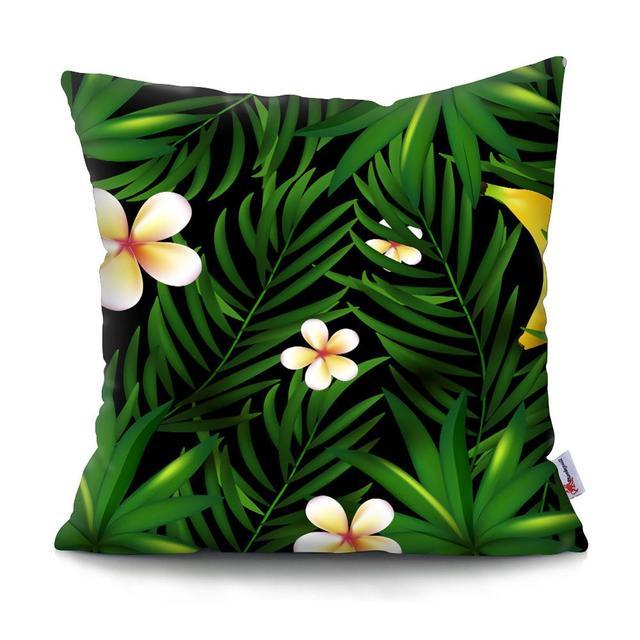 Tropical Plants Palm Leaf Pillow Cover Green Leaves Cushion Covers Flower Decorative Pillow Sofa Decorative Throw Pillow Covers Tropical Green Leaves Floor Pillow Cover for Couch Cushion Cover Plant Monstera Leaf 45x45cm Stevvex