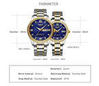 Business Black Couple Watches Top Luxury Mens Watches Auto Date Quartz Wristwatch Gold Watch Men Diamond Stainless Steel Waterproof Luminous Business Casual Luxury Watch For Men Stevvex