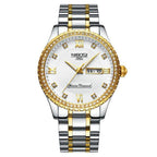 Business Black Couple Watches Top Luxury Mens Watches Auto Date Quartz Wristwatch Gold Watch Men Diamond Stainless Steel Waterproof Luminous Business Casual Luxury Watch For Men Stevvex