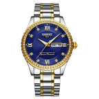 Business Black Couple Watches Top Luxury Mens Watches Auto Date Quartz Wristwatch Gold Watch Men Diamond Stainless Steel Waterproof Luminous Business Casual Luxury Watch For Men Stevvex