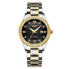 Business Black Couple Watches Top Luxury Mens Watches Auto Date Quartz Wristwatch Gold Watch Men Diamond Stainless Steel Waterproof Luminous Business Casual Luxury Watch For Men Stevvex