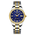 Business Black Couple Watches Top Luxury Mens Watches Auto Date Quartz Wristwatch Gold Watch Men Diamond Stainless Steel Waterproof Luminous Business Casual Luxury Watch For Men Stevvex