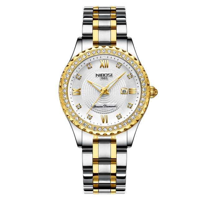 Business Black Couple Watches Top Luxury Mens Watches Auto Date Quartz Wristwatch Gold Watch Men Diamond Stainless Steel Waterproof Luminous Business Casual Luxury Watch For Men Stevvex