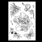 49 Sheets Waterproof Temporary Black Sketches Flowers Tattoo Stickers Flower Rose Tattoos For Women Adults Stevvex