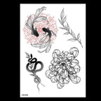 49 Sheets Waterproof Temporary Black Sketches Flowers Tattoo Stickers Flower Rose Tattoos For Women Adults Stevvex