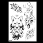 49 Sheets Waterproof Temporary Black Sketches Flowers Tattoo Stickers Flower Rose Tattoos For Women Adults Stevvex